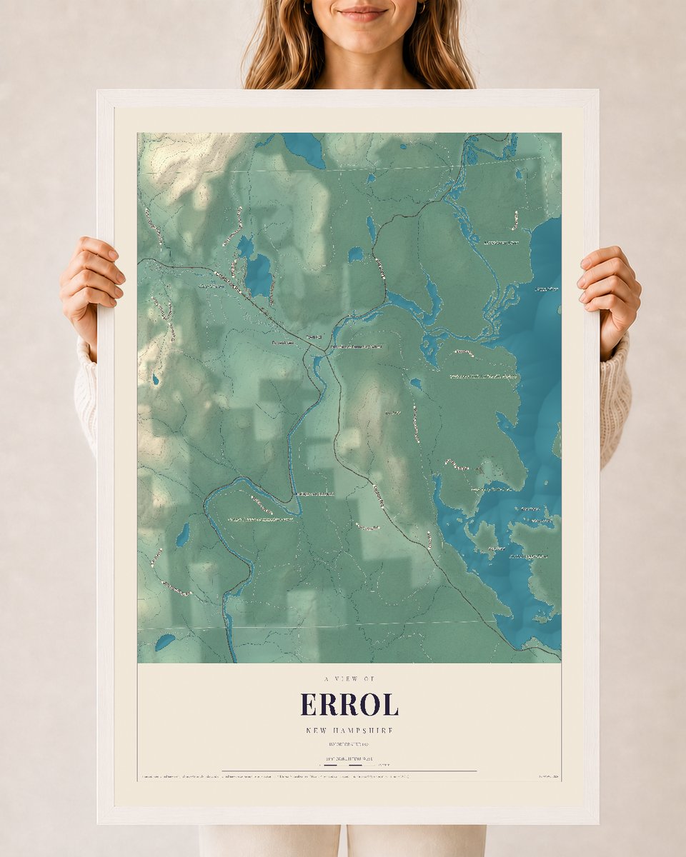 NH Current Atlas 2026 | Errol | 24" x 36" | W/ White Ayous Wood Frame