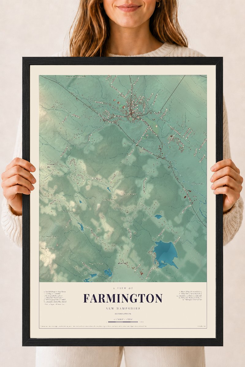 NH Current Atlas 2026 | Farmington | 18" x 24" | W/ Black Ayous Wood Frame