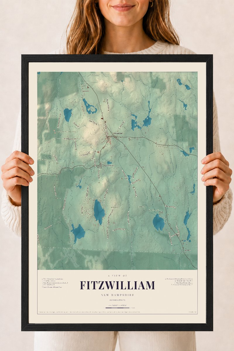 NH Current Atlas 2026 | Fitzwilliam | 18" x 24" | W/ Black Ayous Wood Frame