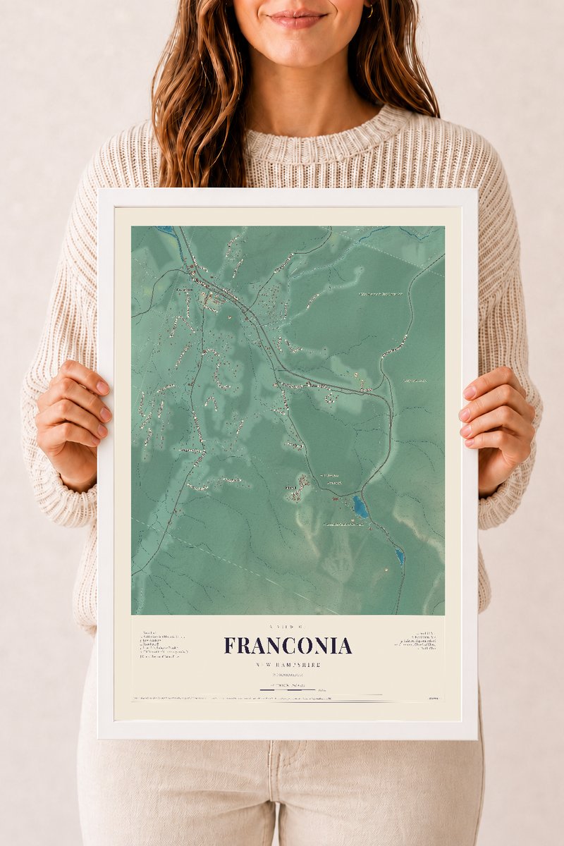 NH Current Atlas 2026 | Franconia | 12" x 18" | W/ White Ayous Wood Frame
