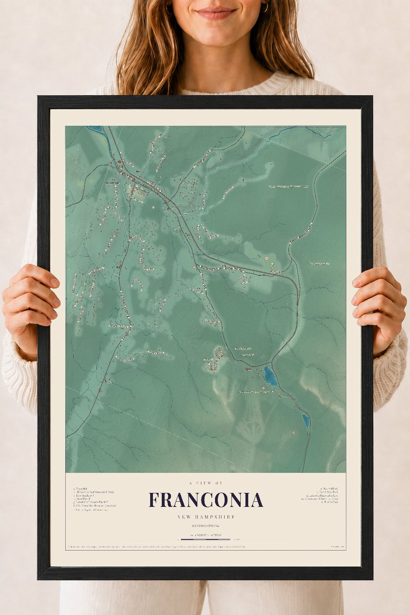 NH Current Atlas 2026 | Franconia | 18" x 24" | W/ Black Ayous Wood Frame