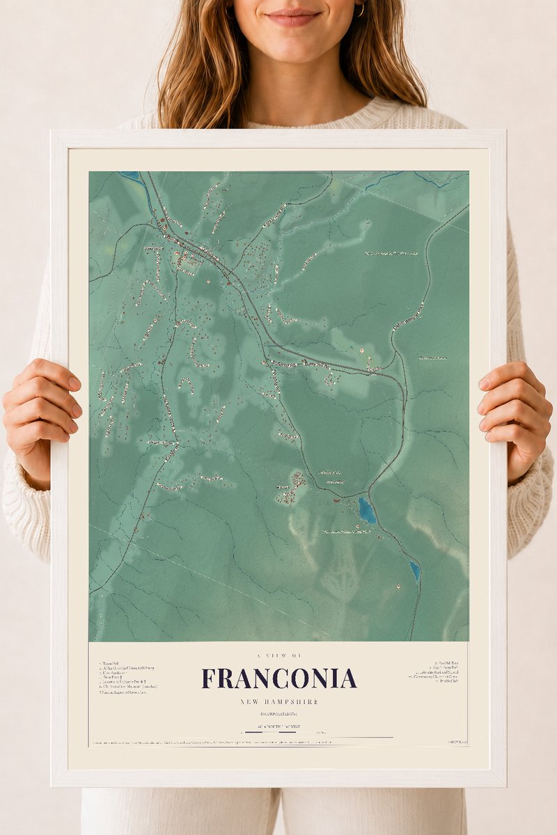 NH Current Atlas 2026 | Franconia | 18" x 24" | W/ White Ayous Wood Frame