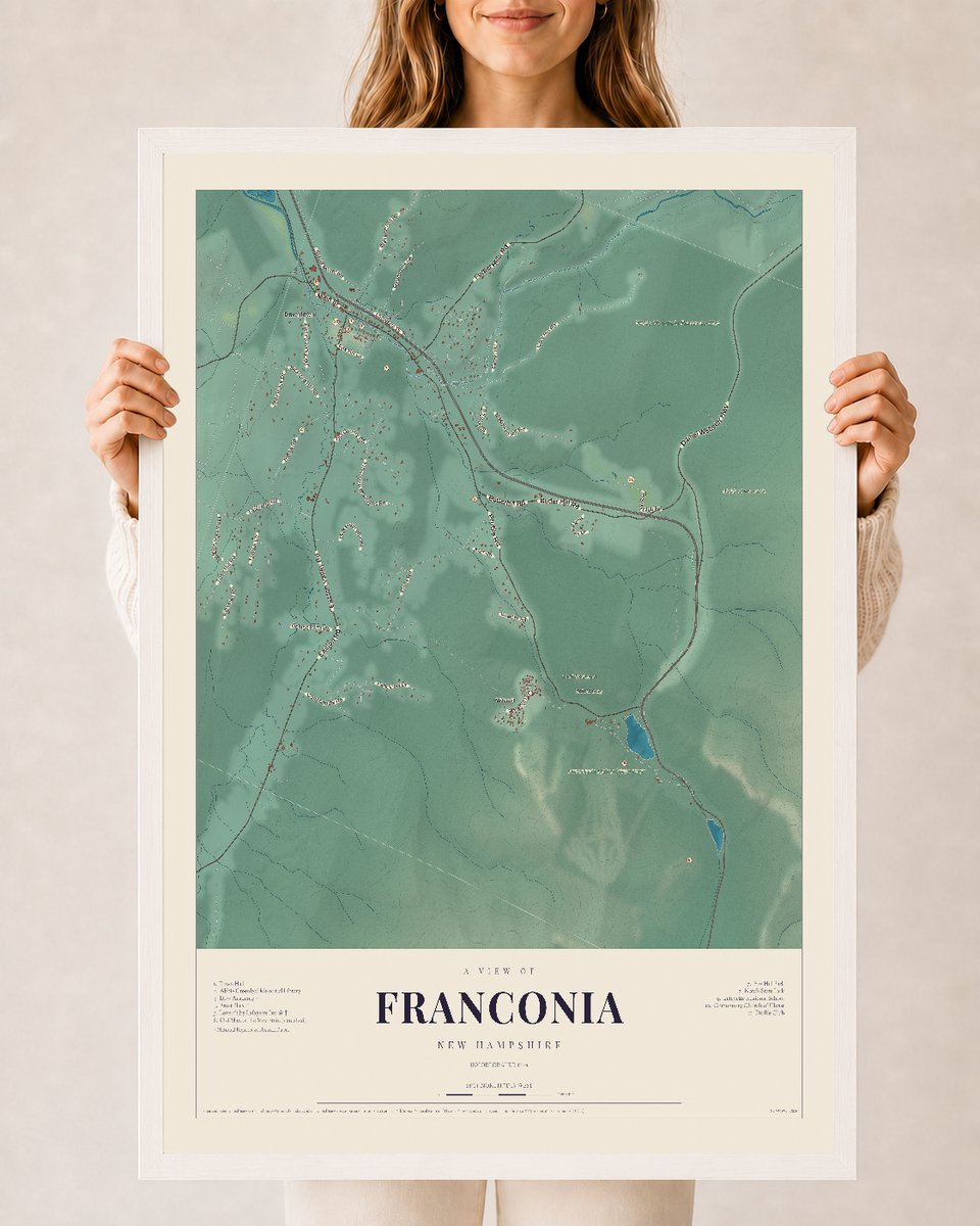 NH Current Atlas 2026 | Franconia | 24" x 36" | W/ White Ayous Wood Frame