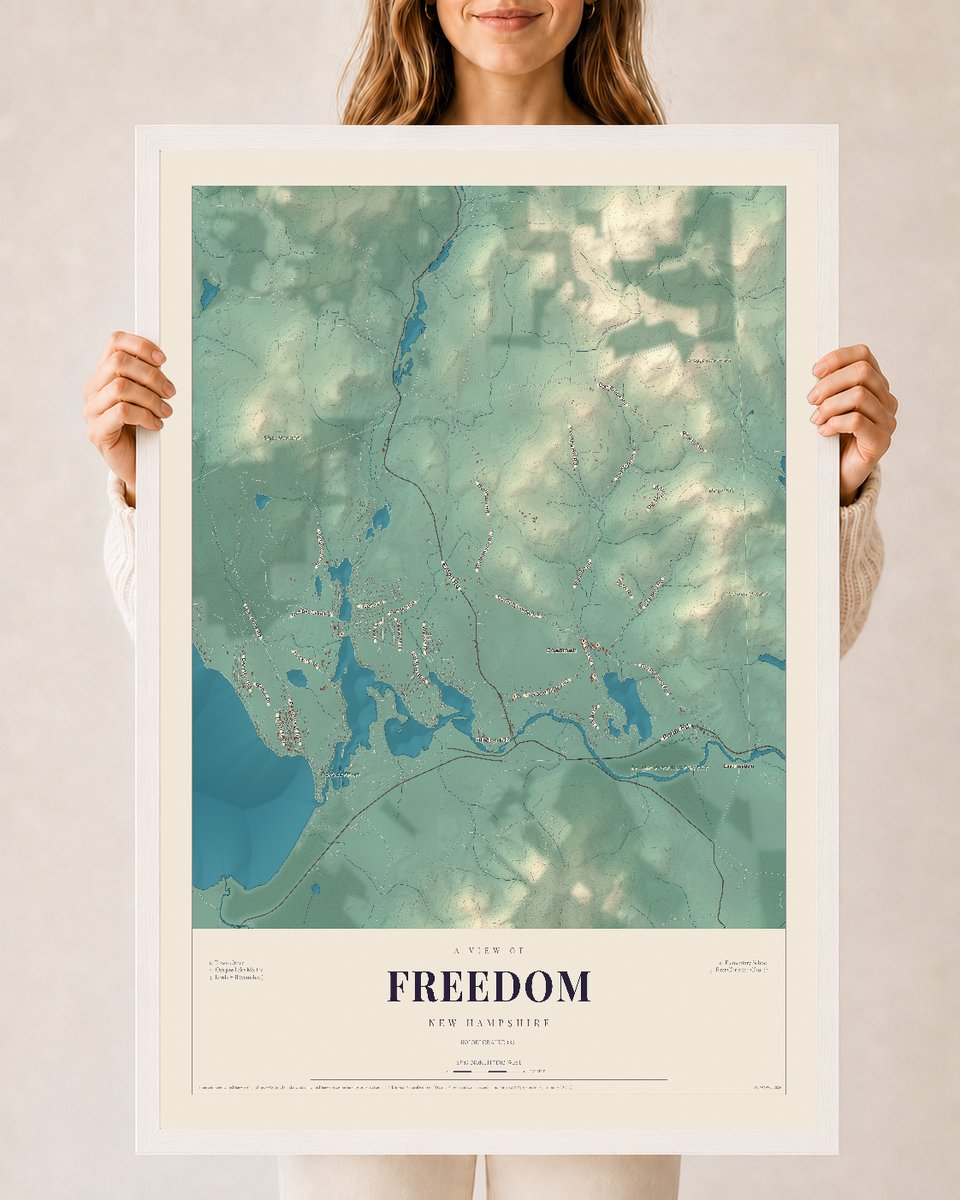 NH Current Atlas 2026 | Freedom | 24" x 36" | W/ White Ayous Wood Frame