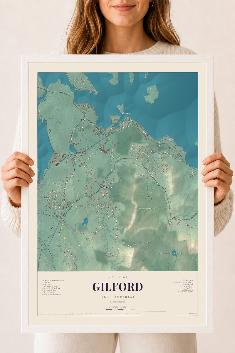 NH Current Atlas 2026 | Gilford | 18" x 24" | W/ White Ayous Wood Frame