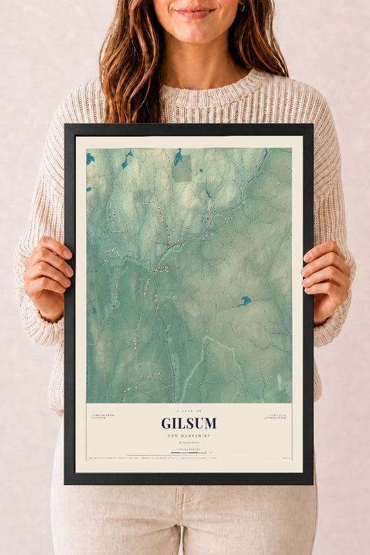 Map of Gilsum, New Hampshire, 12 x 18 inch print in a black wood frame