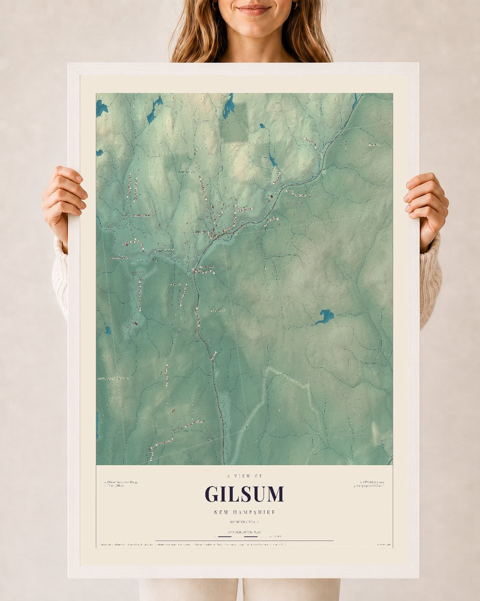 NH Current Atlas 2026 | Gilsum | 24" x 36" | W/ White Ayous Wood Frame