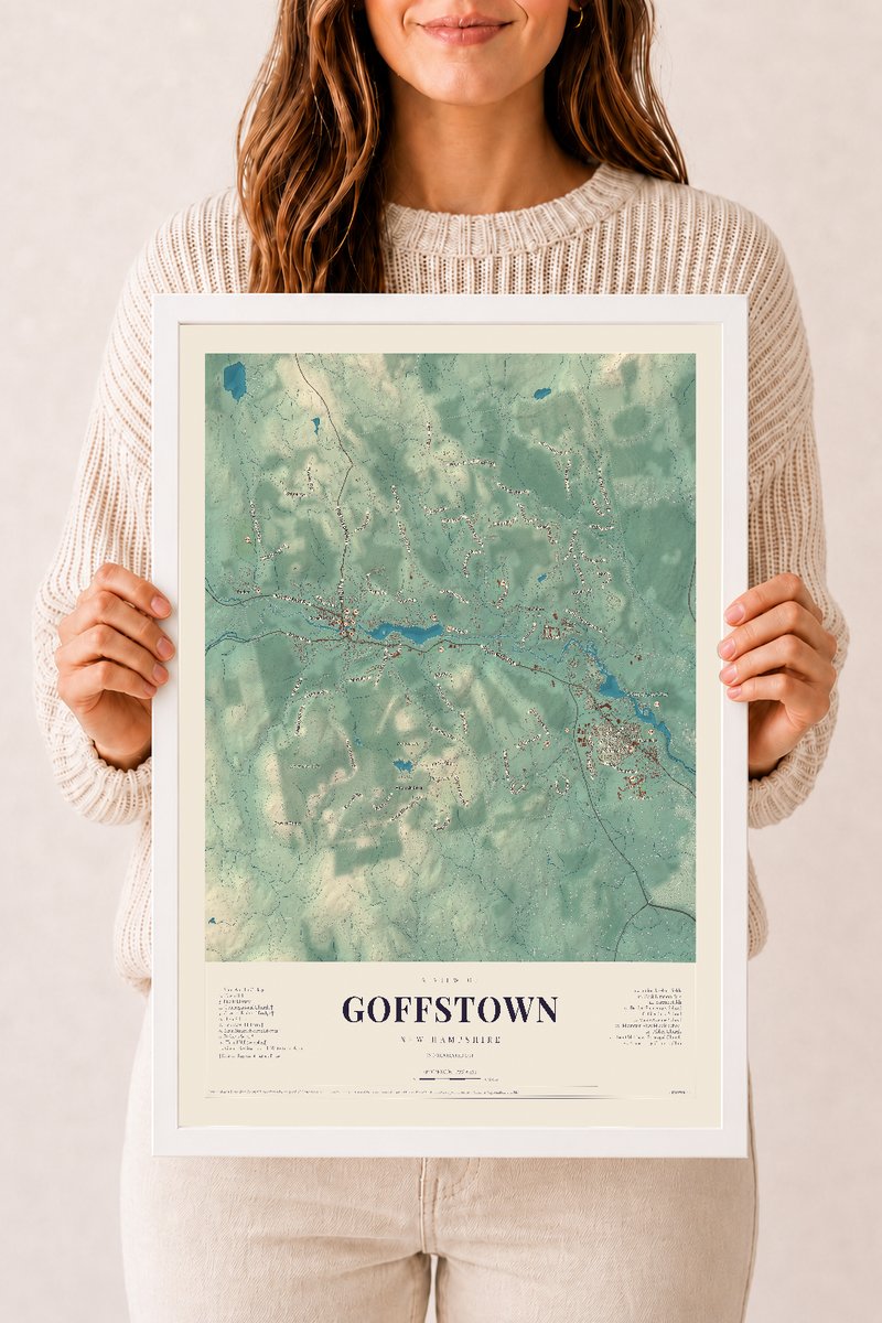 NH Current Atlas 2026 | Goffstown | 12" x 18" | W/ White Ayous Wood Frame
