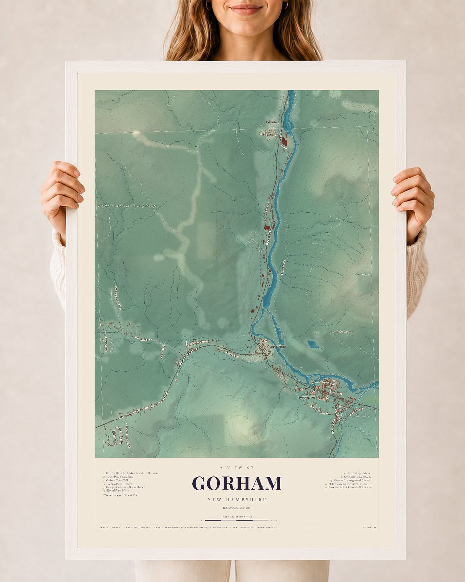 NH Current Atlas 2026 | Gorham | 24" x 36" | W/ White Ayous Wood Frame