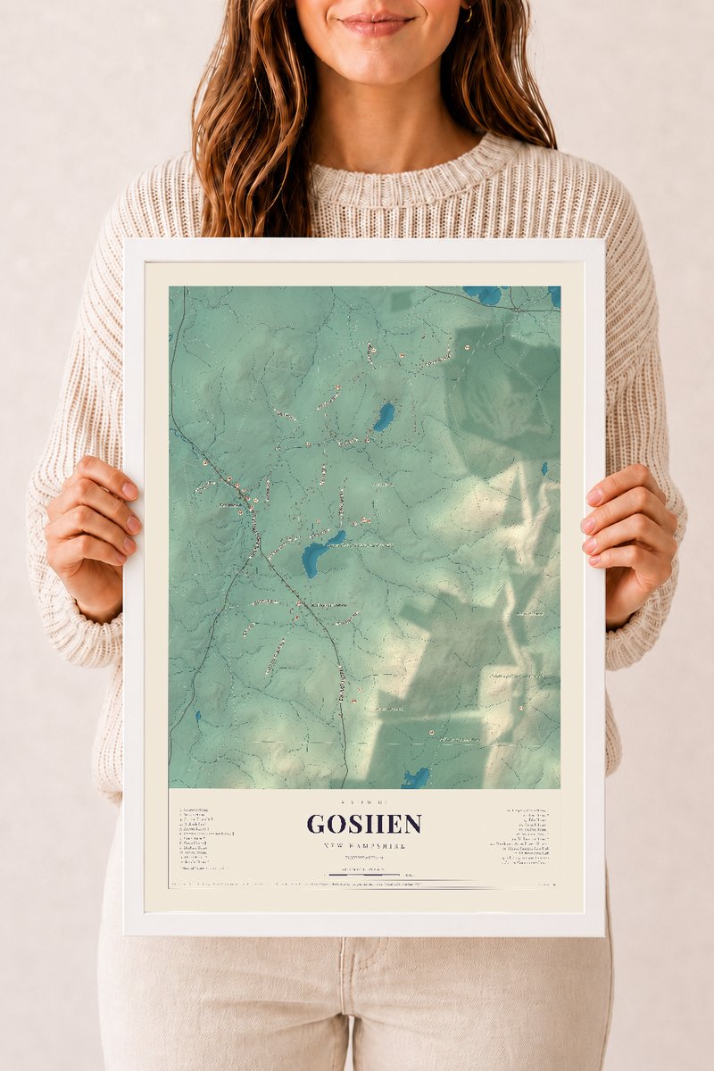 NH Current Atlas 2026 | Goshen | 12" x 18" | W/ White Ayous Wood Frame