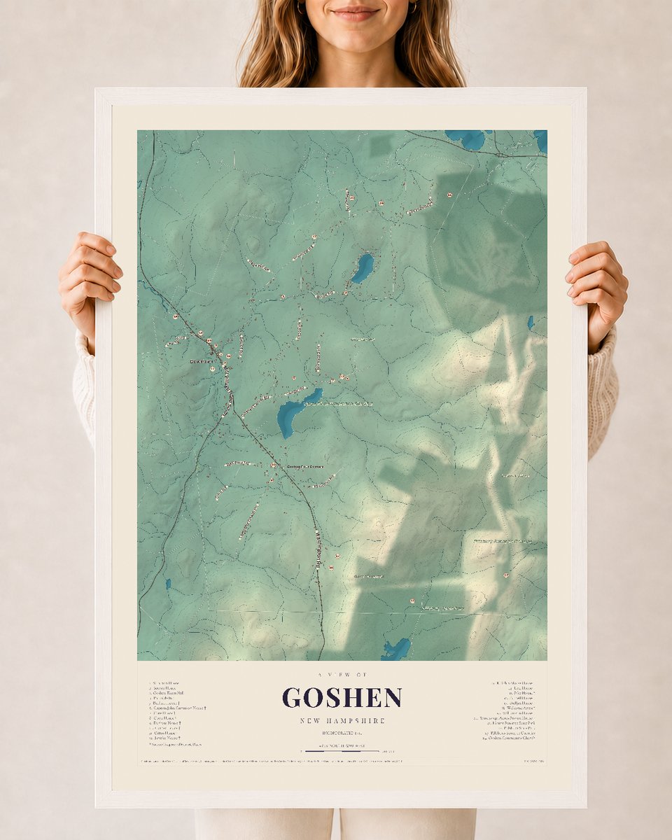 NH Current Atlas 2026 | Goshen | 24" x 36" | W/ White Ayous Wood Frame