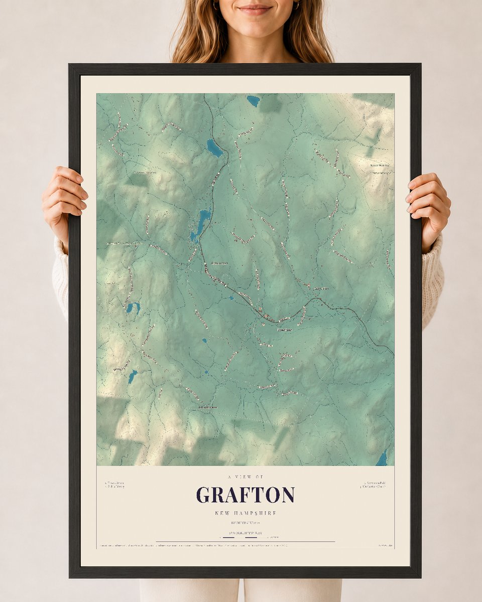 NH Current Atlas 2026 | Grafton | 24" x 36" | W/ Black Ayous Wood Frame