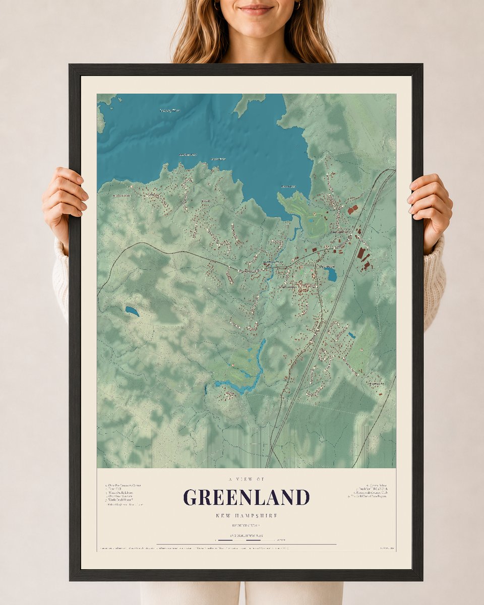 NH Current Atlas 2026 | Greenland | 24" x 36" | W/ Black Ayous Wood Frame