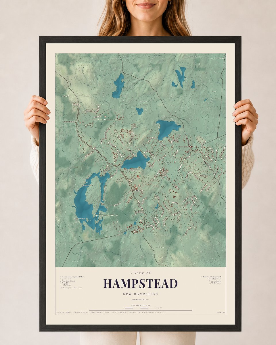 NH Current Atlas 2026 | Hampstead | 24" x 36" | W/ Black Ayous Wood Frame