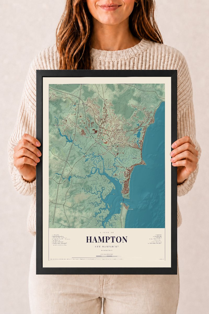 NH Current Atlas 2026 | Hampton | 12" x 18" | W/ Black Ayous Wood Frame