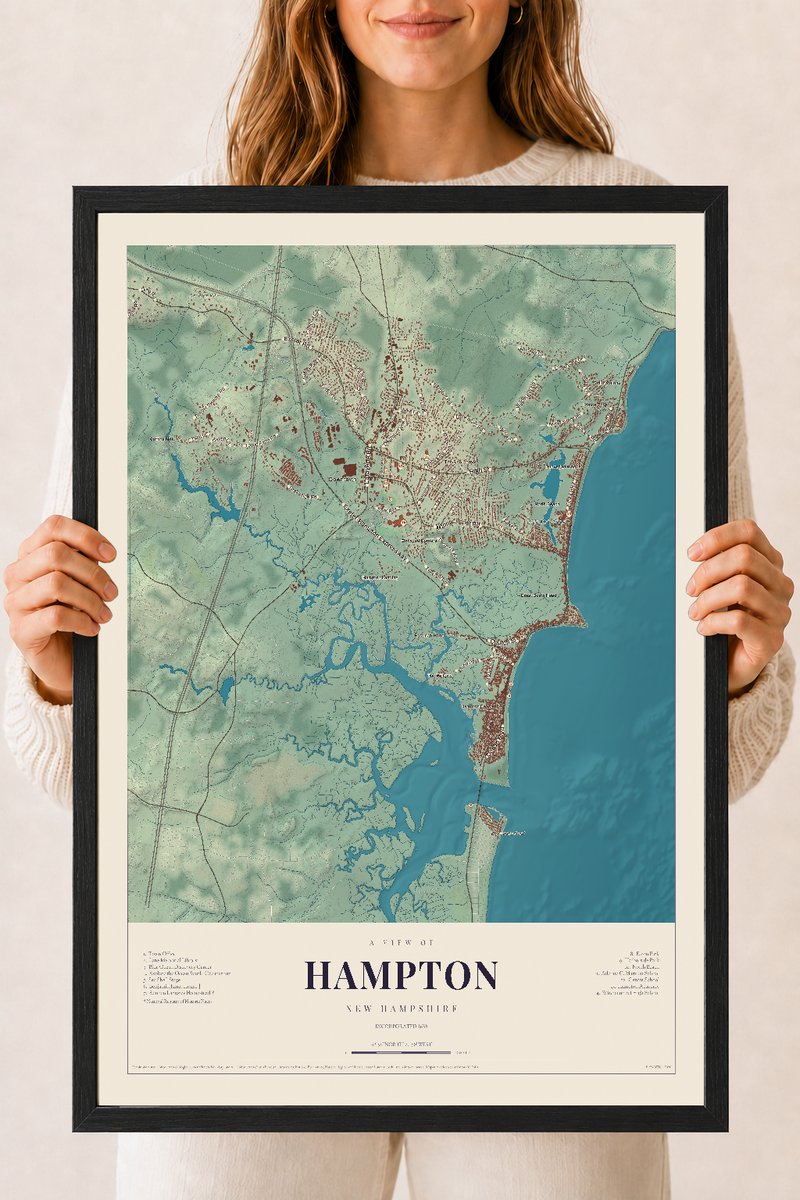 NH Current Atlas 2026 | Hampton | 18" x 24" | W/ Black Ayous Wood Frame