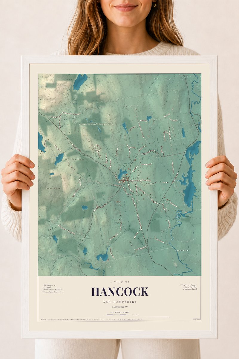 NH Current Atlas 2026 | Hancock | 18" x 24" | W/ White Ayous Wood Frame