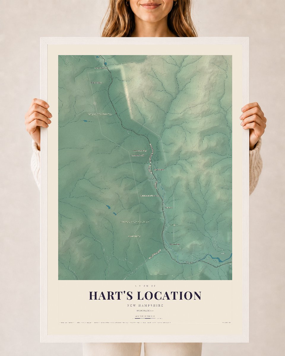 NH Current Atlas 2026 | Hart's Location | 24" x 36" | W/ White Ayous Wood Frame