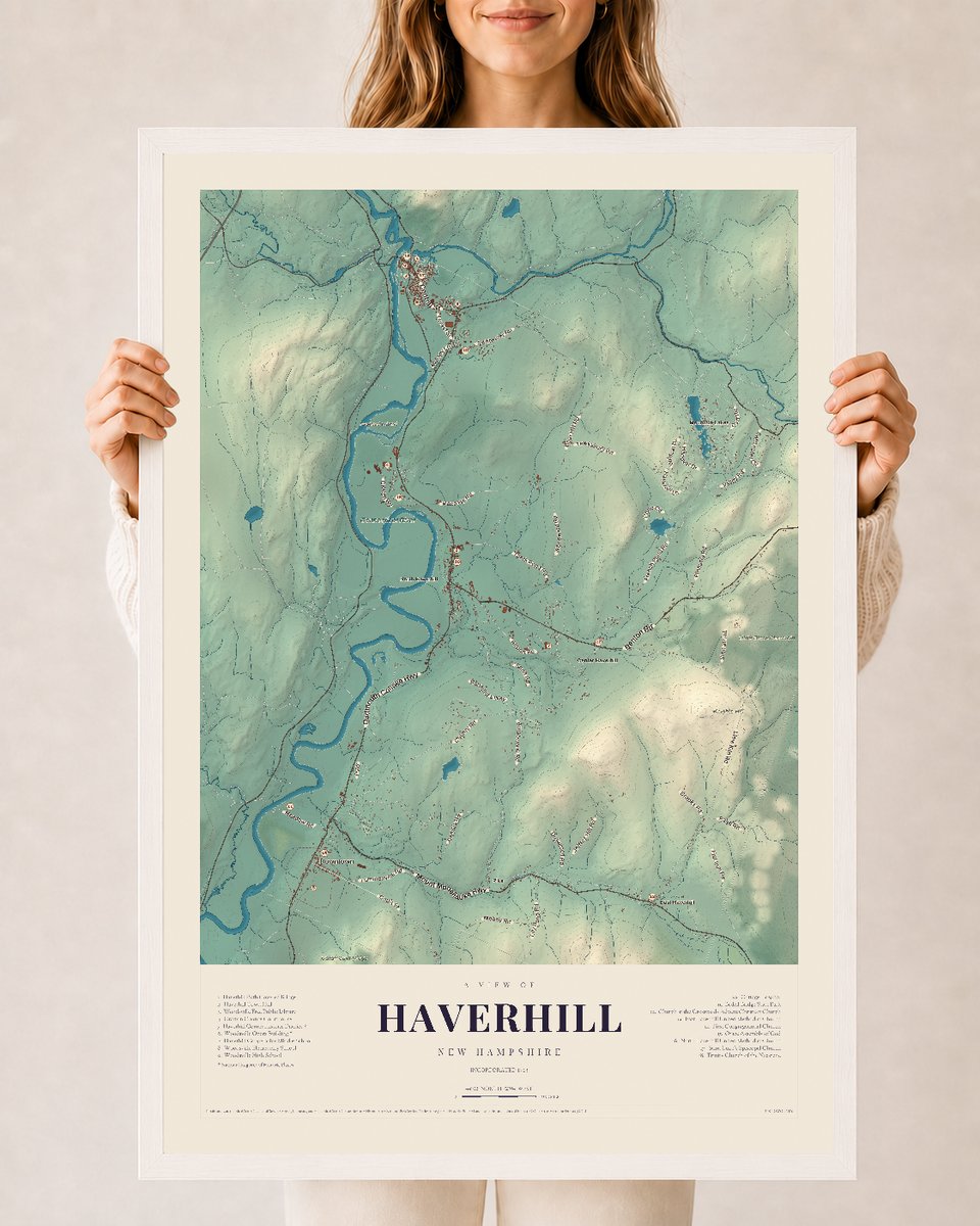 NH Current Atlas 2026 | Haverhill | 24" x 36" | W/ White Ayous Wood Frame