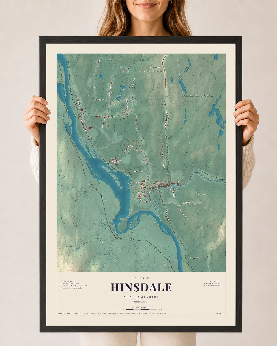 NH Current Atlas 2026 | Hinsdale | 24" x 36" | W/ Black Ayous Wood Frame