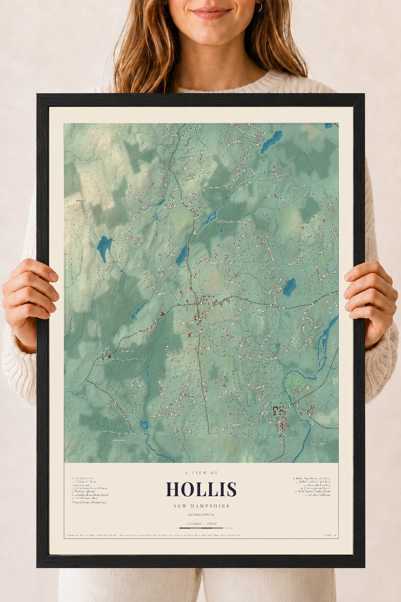 NH Current Atlas 2026 | Hollis | 18" x 24" | W/ Black Ayous Wood Frame