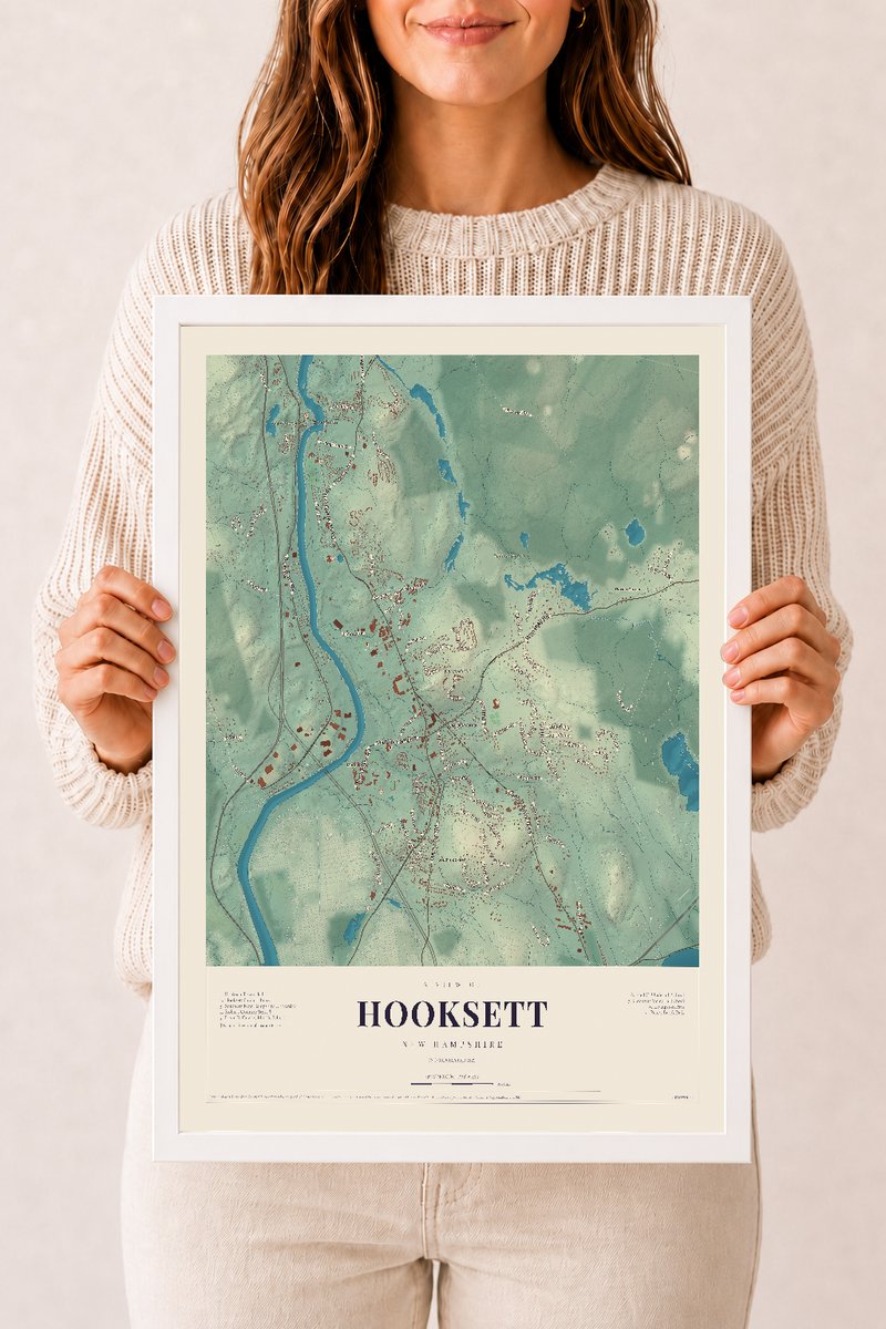 NH Current Atlas 2026 | Hooksett | 12" x 18" | W/ White Ayous Wood Frame