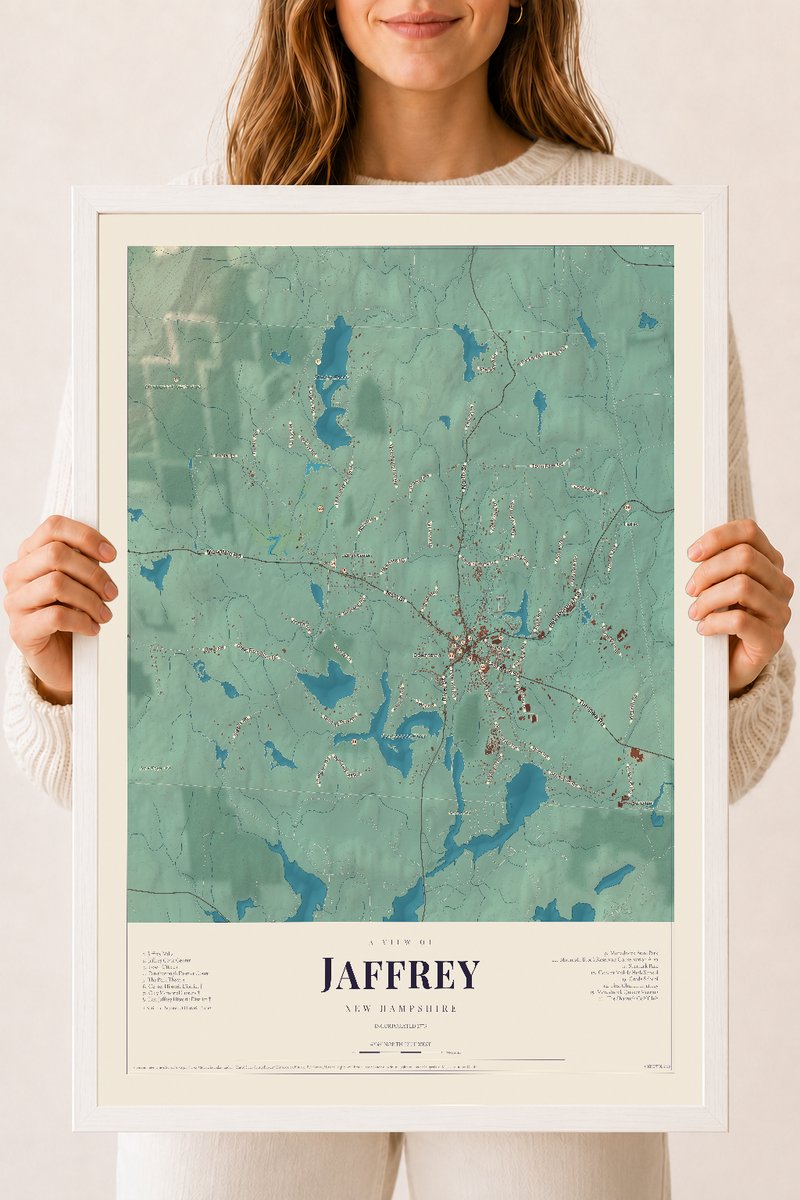 NH Current Atlas 2026 | Jaffrey | 18" x 24" | W/ White Ayous Wood Frame