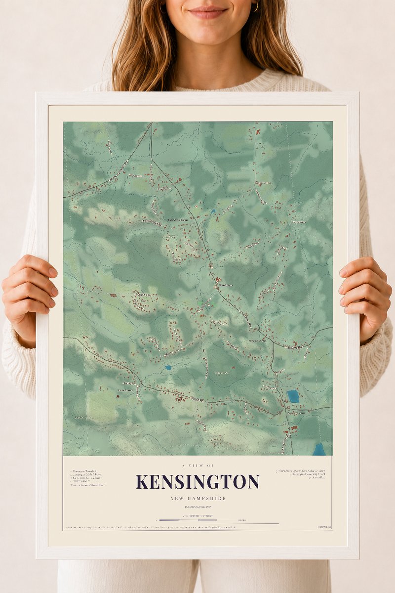 NH Current Atlas 2026 | Kensington | 18" x 24" | W/ White Ayous Wood Frame