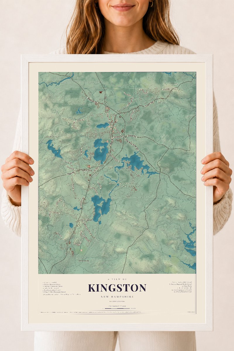 NH Current Atlas 2026 | Kingston | 18" x 24" | W/ White Ayous Wood Frame