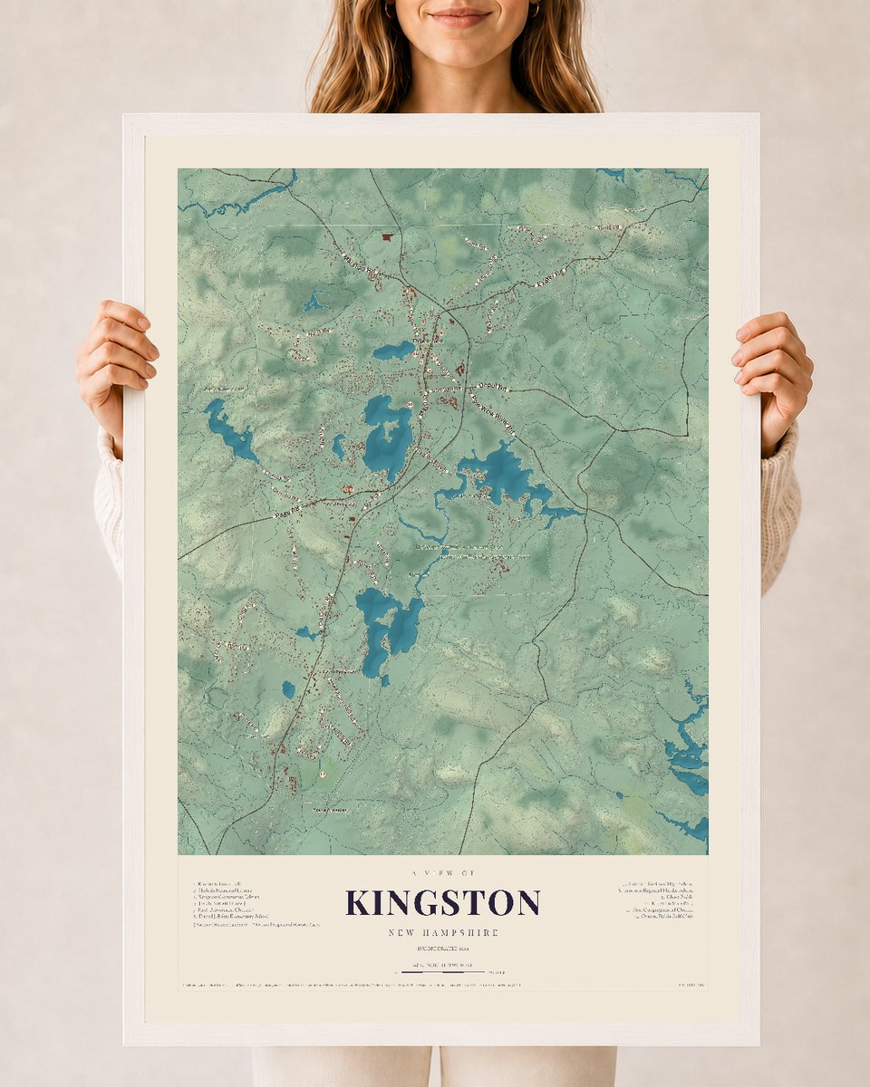 NH Current Atlas 2026 | Kingston | 24" x 36" | W/ White Ayous Wood Frame