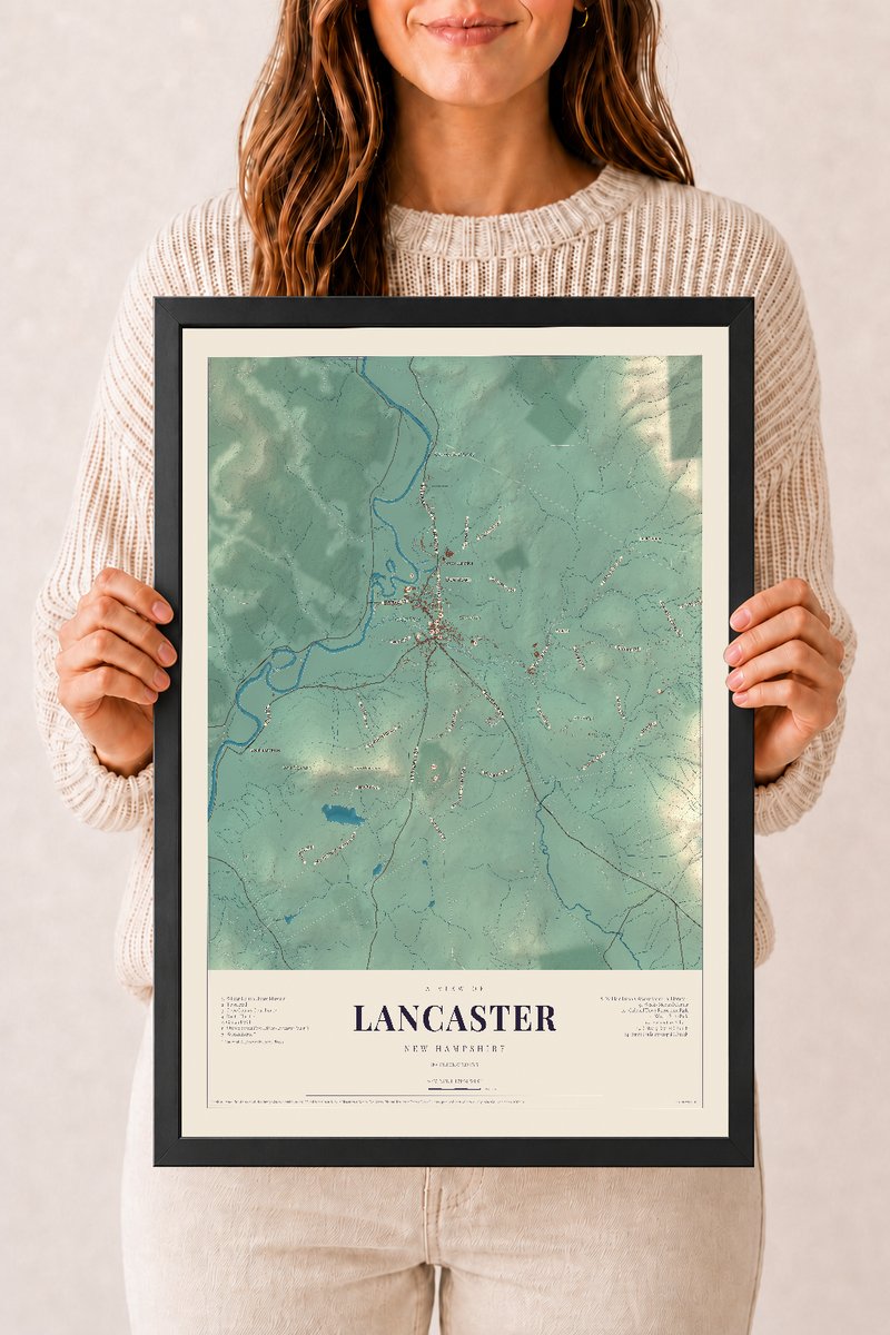 NH Current Atlas 2026 | Lancaster | 12" x 18" | W/ Black Ayous Wood Frame