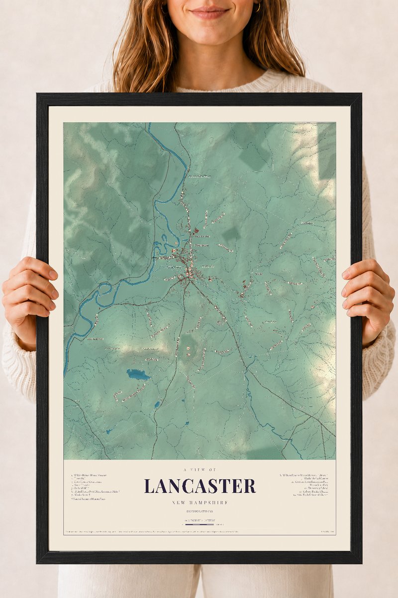 NH Current Atlas 2026 | Lancaster | 18" x 24" | W/ Black Ayous Wood Frame