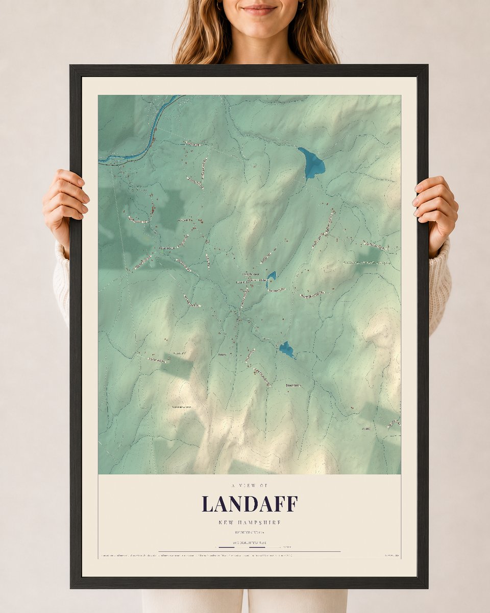 NH Current Atlas 2026 | Landaff | 24" x 36" | W/ Black Ayous Wood Frame