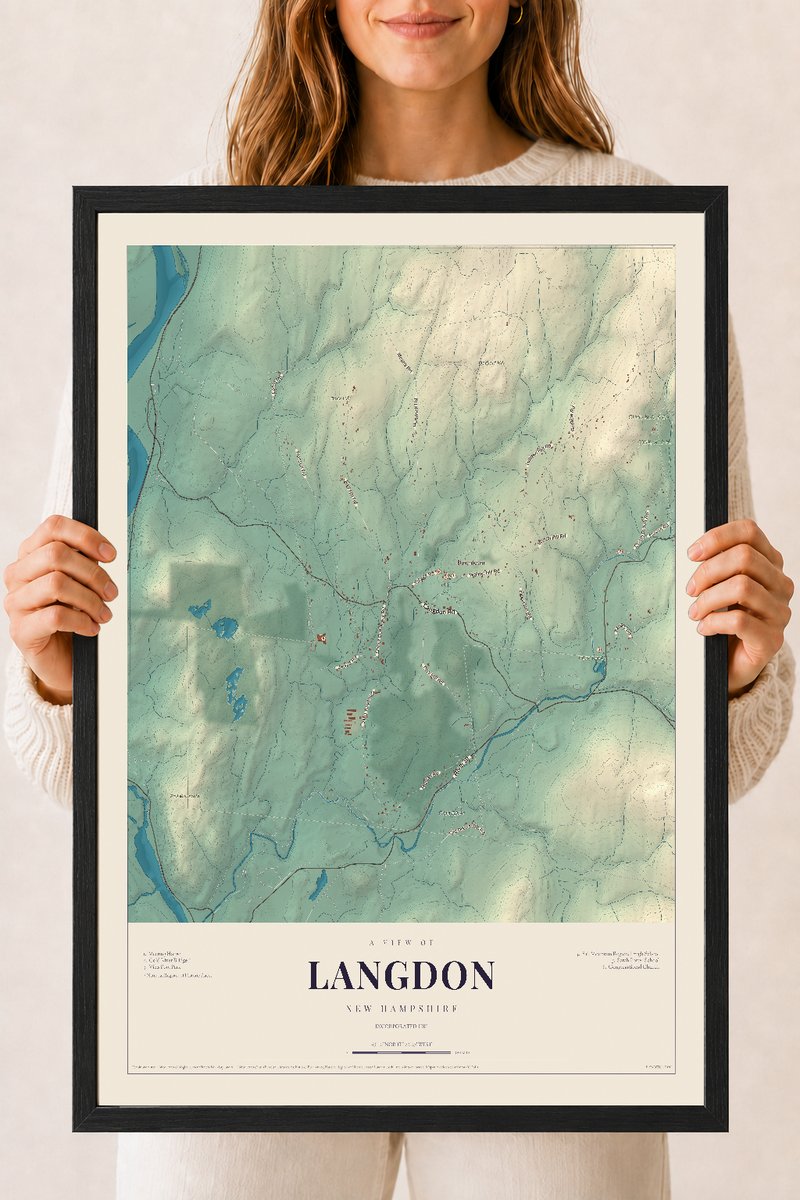NH Current Atlas 2026 | Langdon | 18" x 24" | W/ Black Ayous Wood Frame