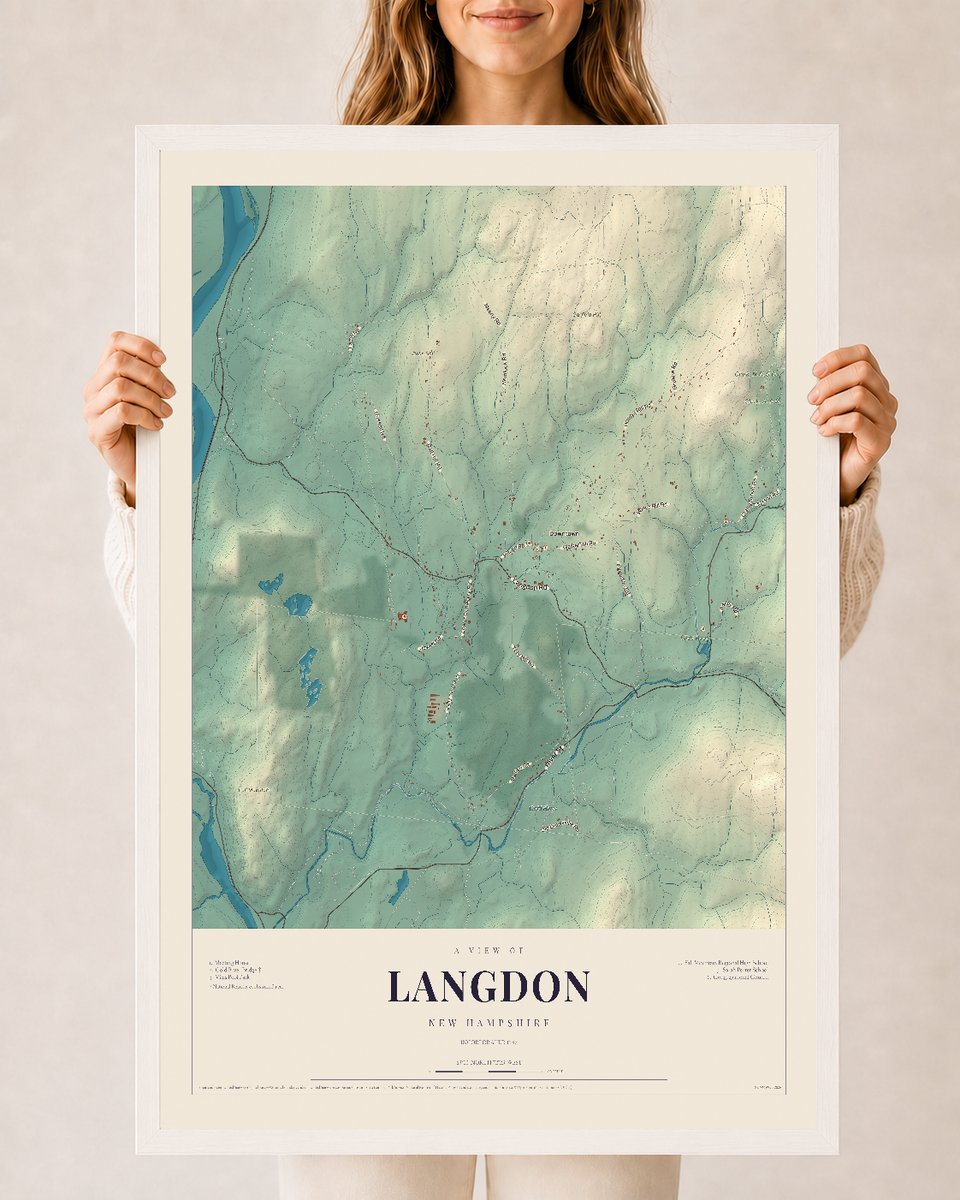 NH Current Atlas 2026 | Langdon | 24" x 36" | W/ White Ayous Wood Frame