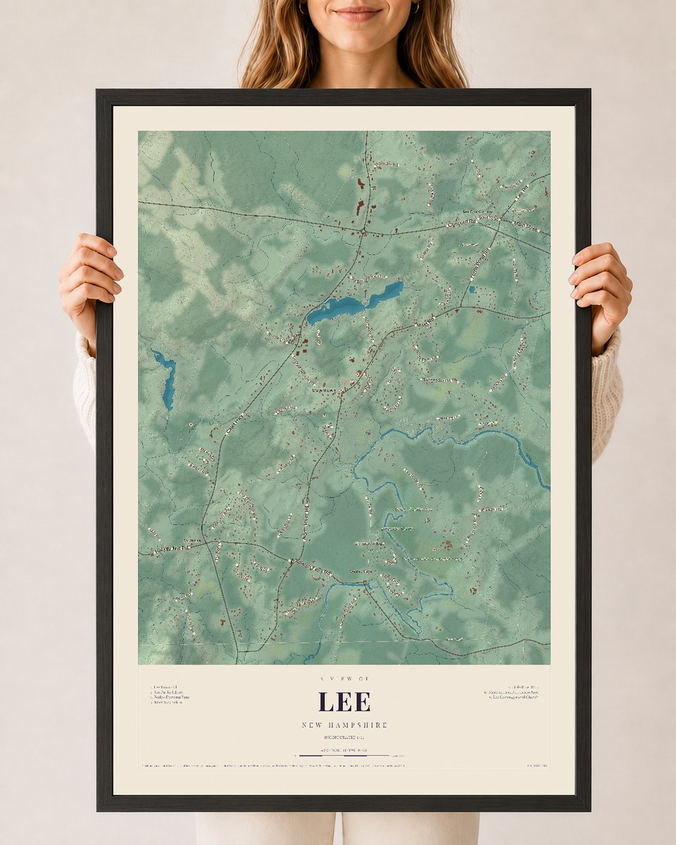 NH Current Atlas 2026 | Lee | 24" x 36" | W/ Black Ayous Wood Frame