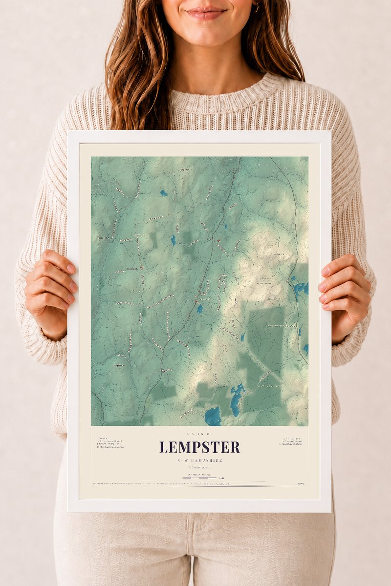 NH Current Atlas 2026 | Lempster | 12" x 18" | W/ White Ayous Wood Frame