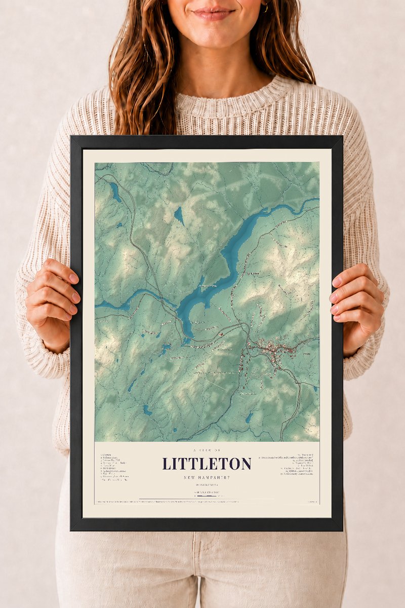 NH Current Atlas 2026 | Littleton | 12" x 18" | W/ Black Ayous Wood Frame