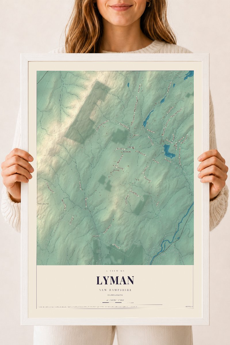 NH Current Atlas 2026 | Lyman | 18" x 24" | W/ White Ayous Wood Frame