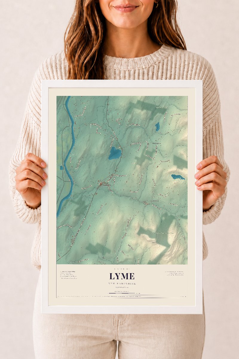 NH Current Atlas 2026 | Lyme | 12" x 18" | W/ White Ayous Wood Frame