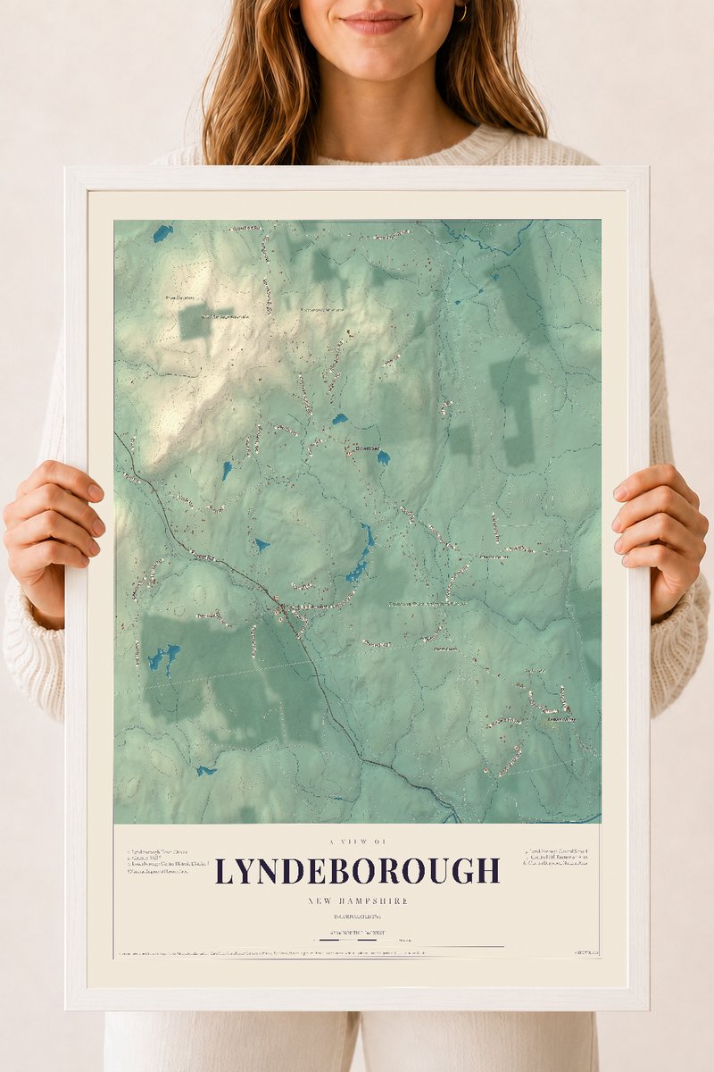 NH Current Atlas 2026 | Lyndeborough | 18" x 24" | W/ White Ayous Wood Frame