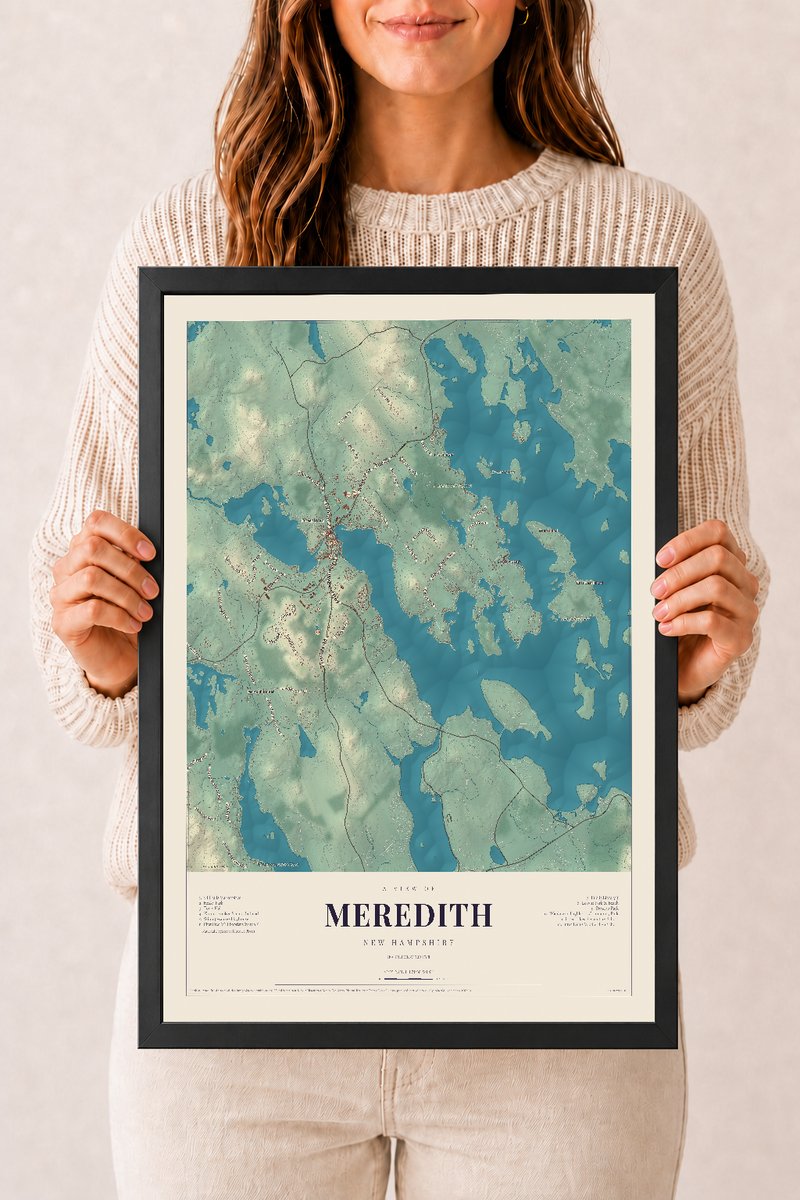 NH Current Atlas 2026 | Meredith | 12" x 18" | W/ Black Ayous Wood Frame
