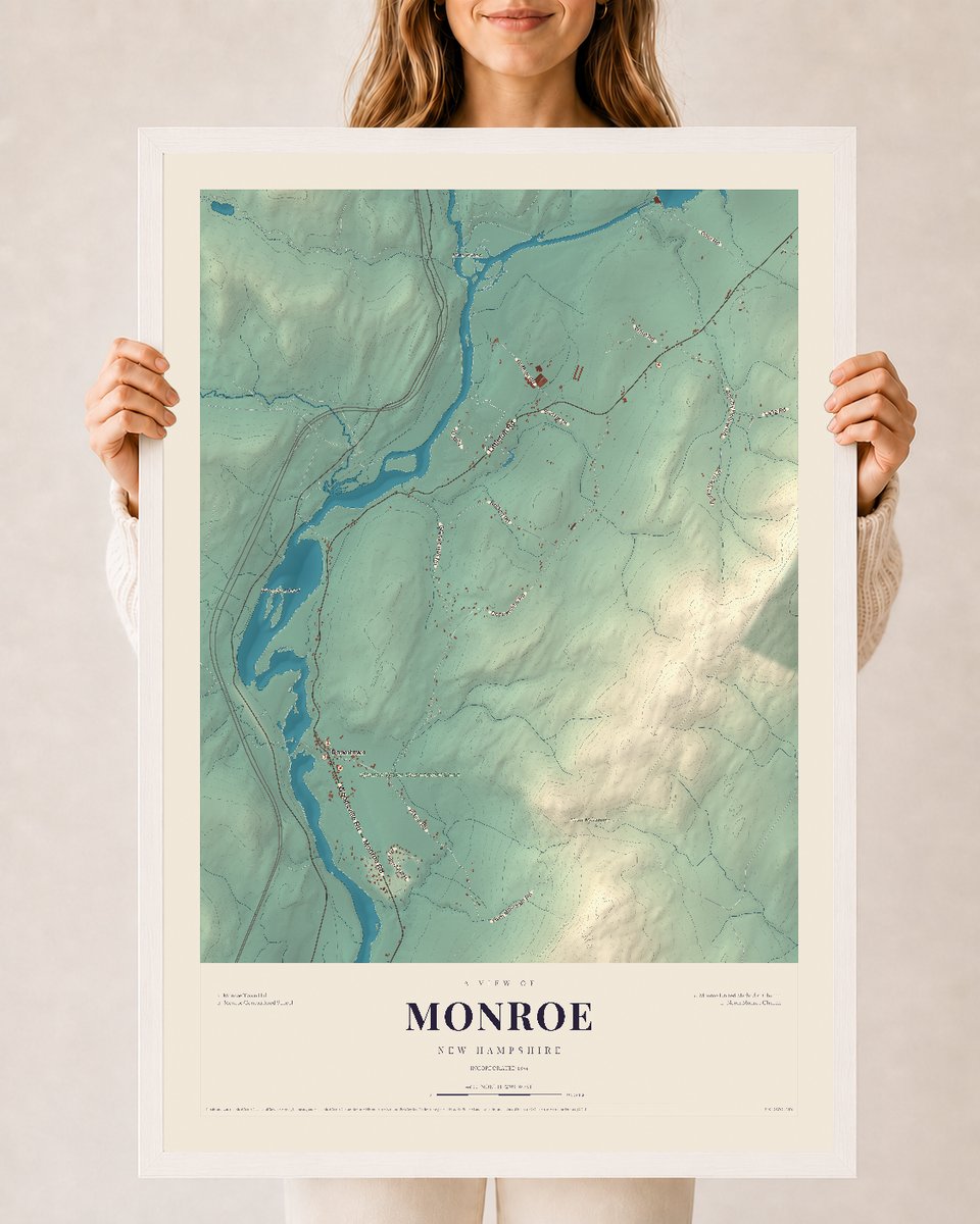 NH Current Atlas 2026 | Monroe | 24" x 36" | W/ White Ayous Wood Frame