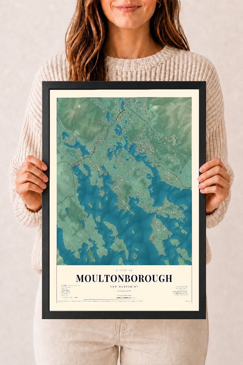 NH Current Atlas 2026 | Moultonborough | 12" x 18" | W/ Black Ayous Wood Frame