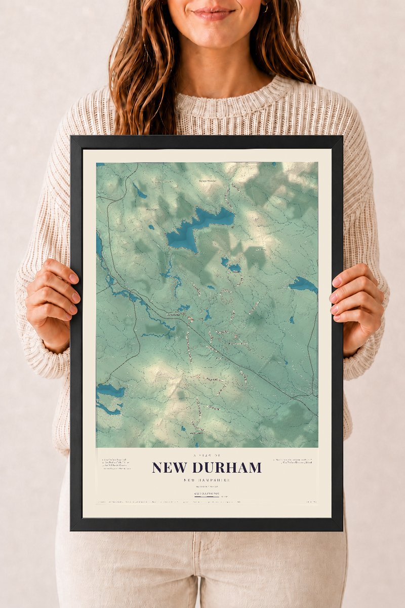 NH Current Atlas 2026 | New Durham | 12" x 18" | W/ Black Ayous Wood Frame