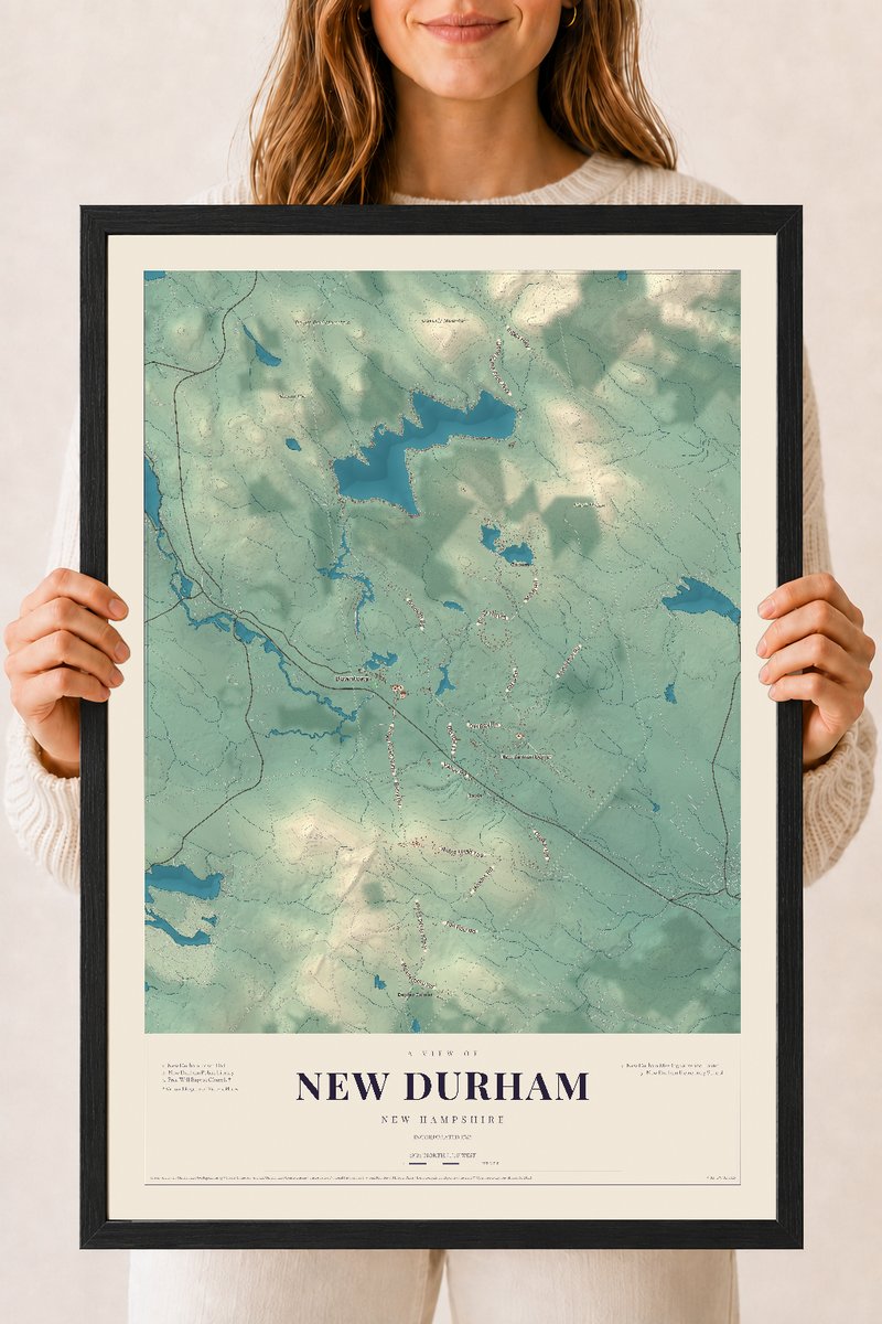 NH Current Atlas 2026 | New Durham | 18" x 24" | W/ Black Ayous Wood Frame