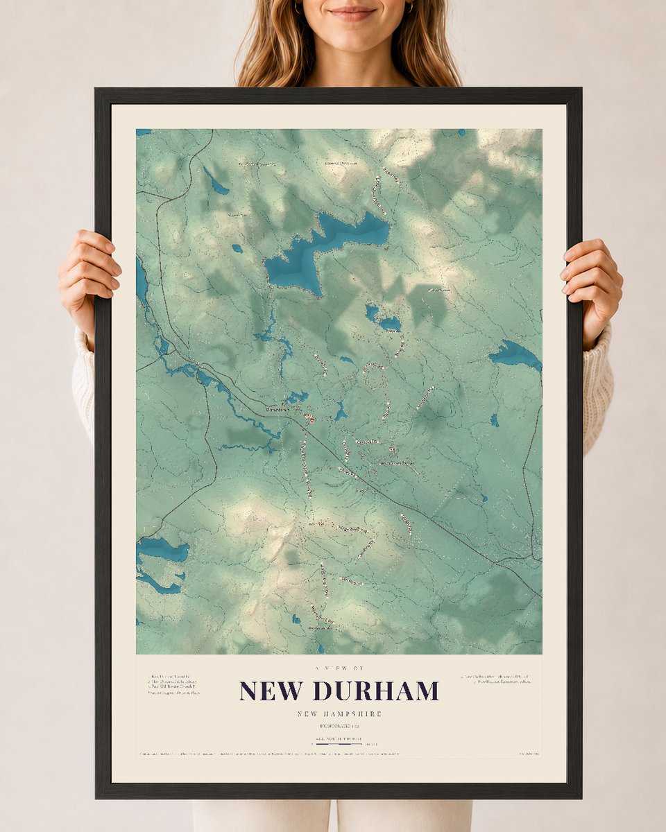 NH Current Atlas 2026 | New Durham | 24" x 36" | W/ Black Ayous Wood Frame