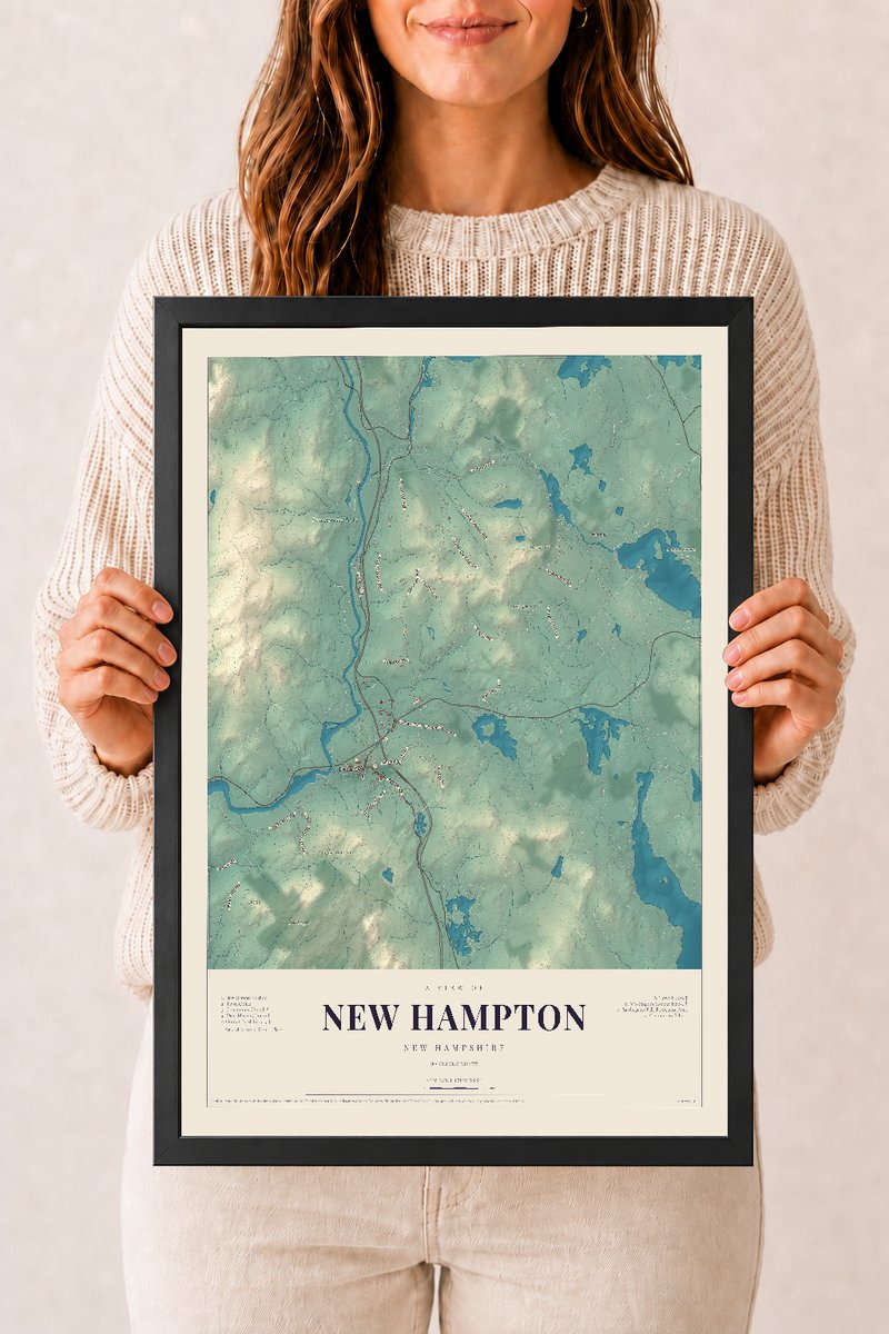 NH Current Atlas 2026 | New Hampton | 12" x 18" | W/ Black Ayous Wood Frame
