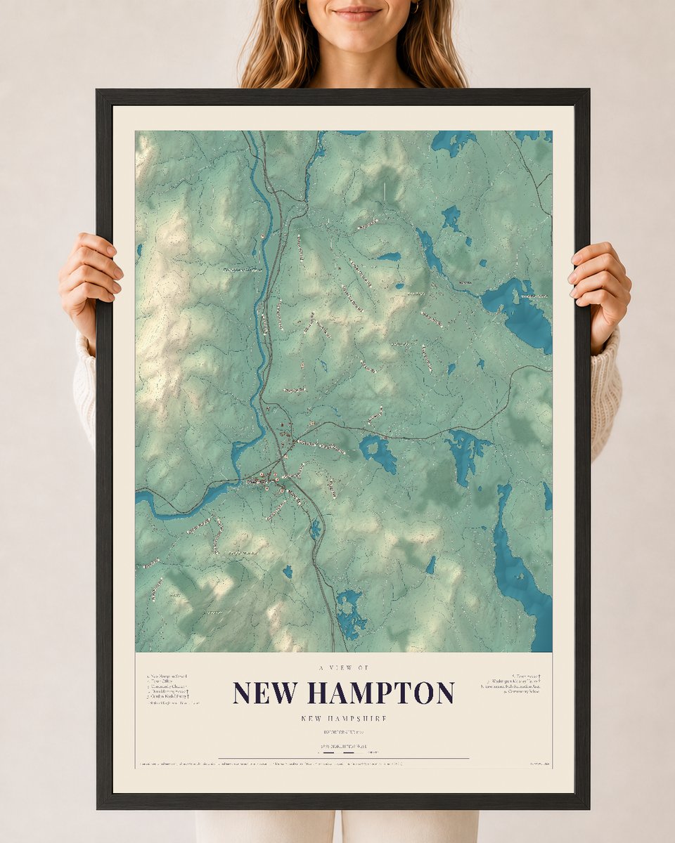 NH Current Atlas 2026 | New Hampton | 24" x 36" | W/ Black Ayous Wood Frame