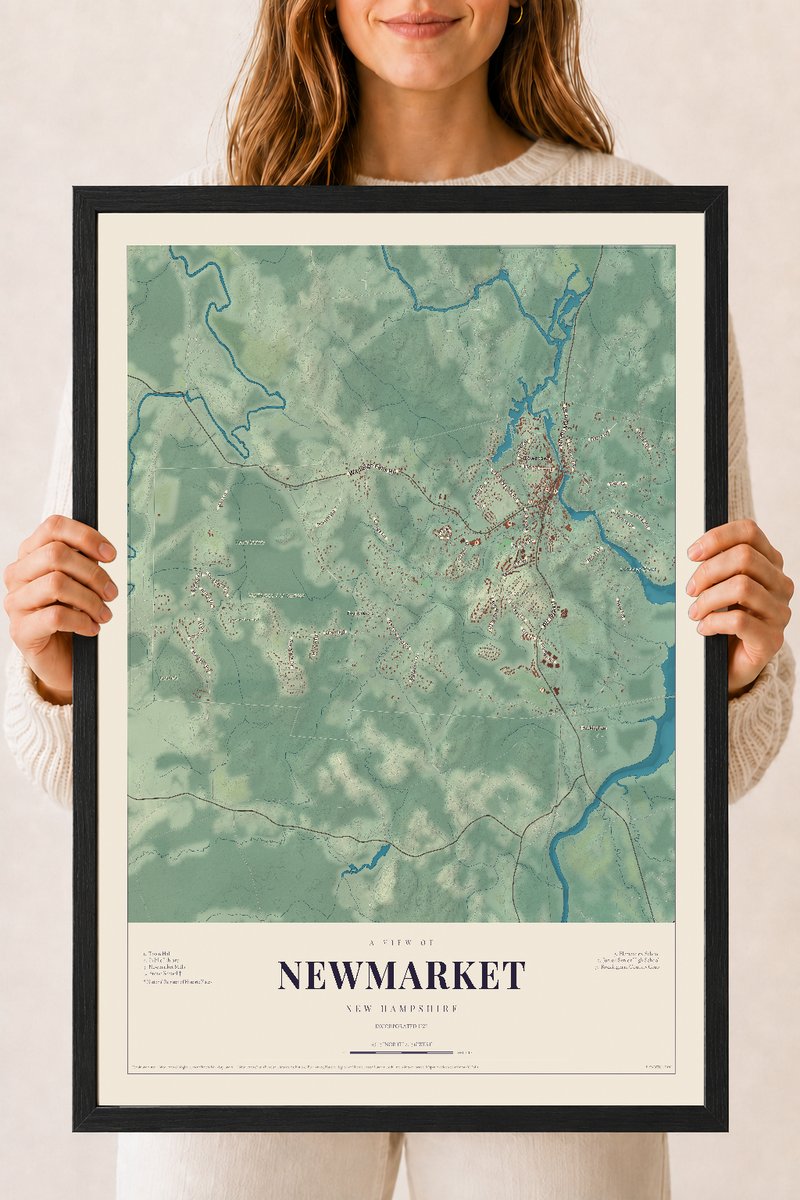 NH Current Atlas 2026 | Newmarket | 18" x 24" | W/ Black Ayous Wood Frame